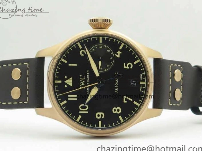 MIROTIME 0823 Big Pilot IW510301 Satin-Polished RG YLF Best Edition Black Dial On Leather Strap A Flexible 7222